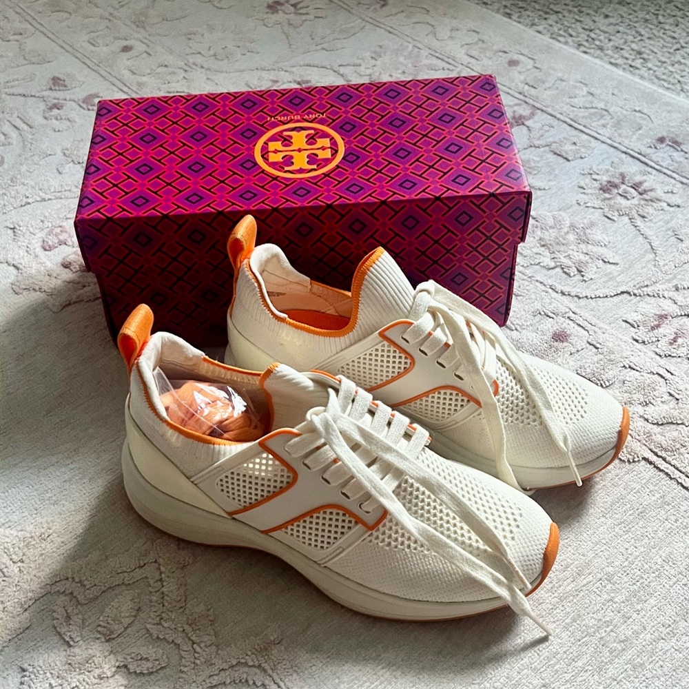 Tory Burch Cream and Orange Women's Sneakers NWT 🎉